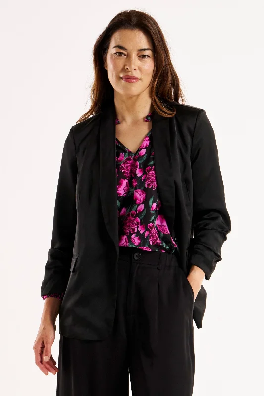 Luxurious fabrics and modern designs for women   Betty Basics Jayde Satin Blazer Black