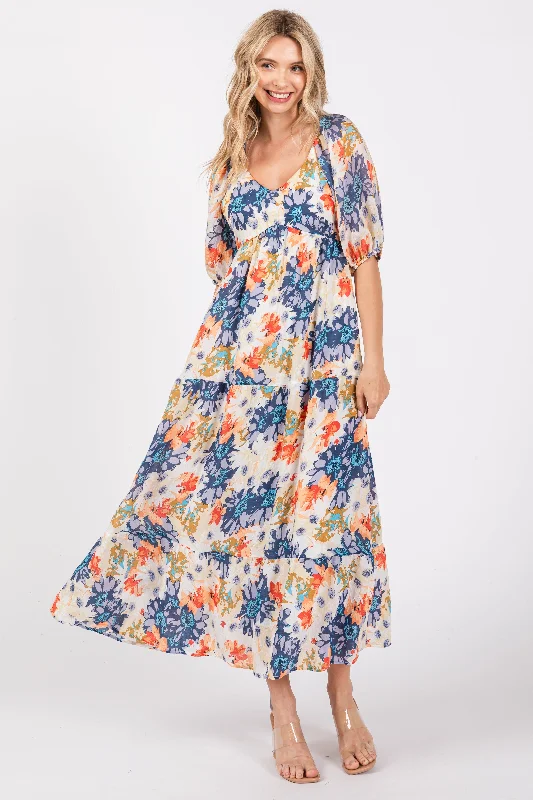 Look and feel your best in our women’s wear Navy Blue V-Neck Short Puff Sleeve Tiered Midi Dress Look and feel your best in our women’s wear Navy Blue V-Neck Short Puff Sleeve Tiered Midi Dress