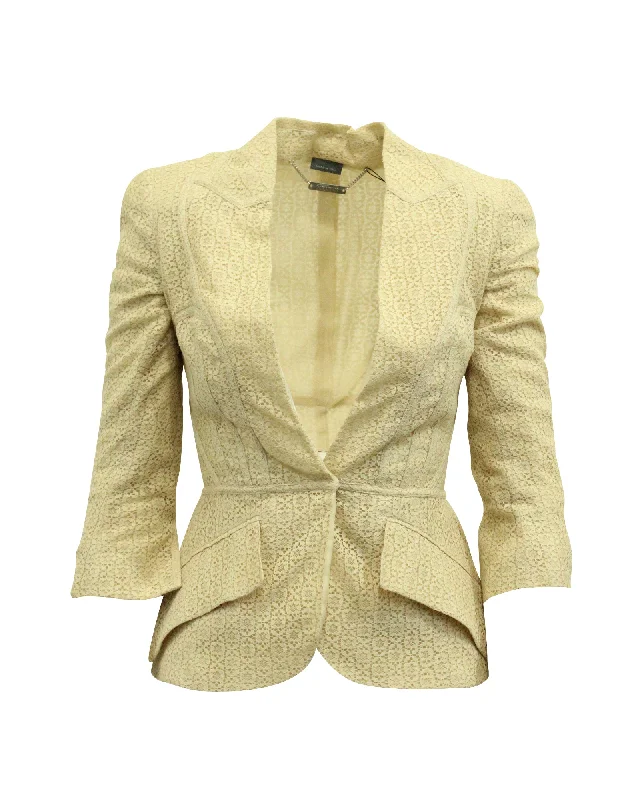 Latest fashion trends for modern women   Alexander McQueen Lace Blazer Jacket in Cream Cotton