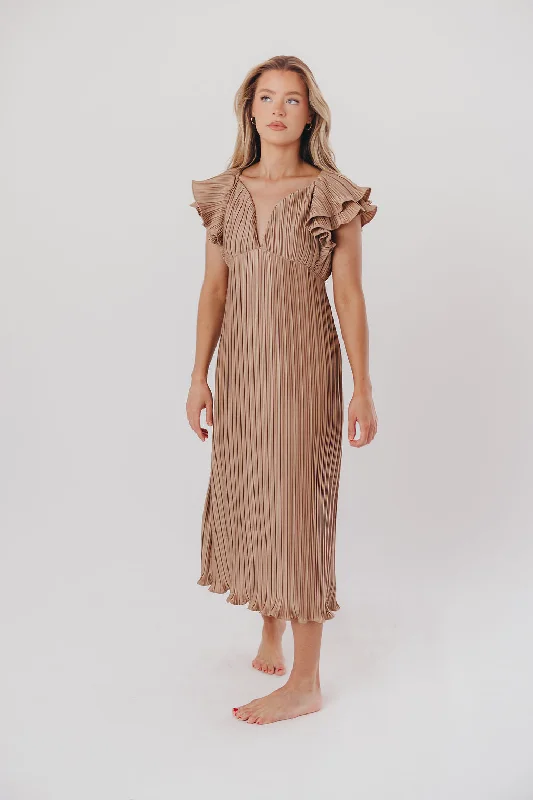 Lucky Charm Midi Dress in Mocha - Bump Friendly & Inclusive Sizing (S-3XL)