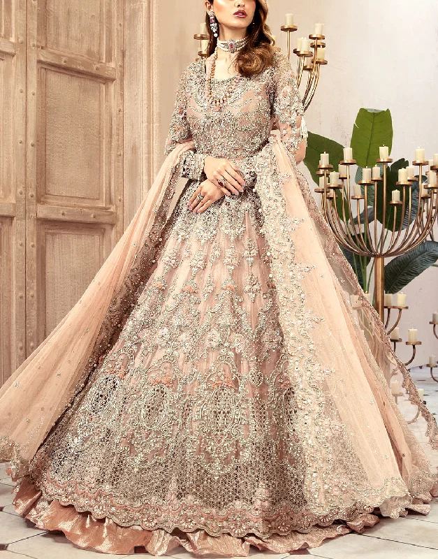 Luxurious 3D Handwork & Embroidered Net Bridal Maxi Dress (DZ14769)