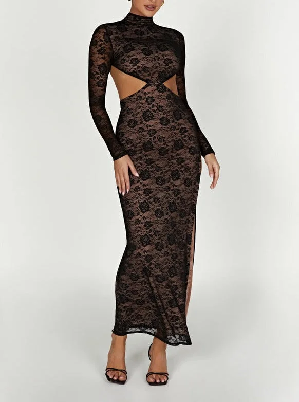 Juliet Lace Maxi Dress in Black