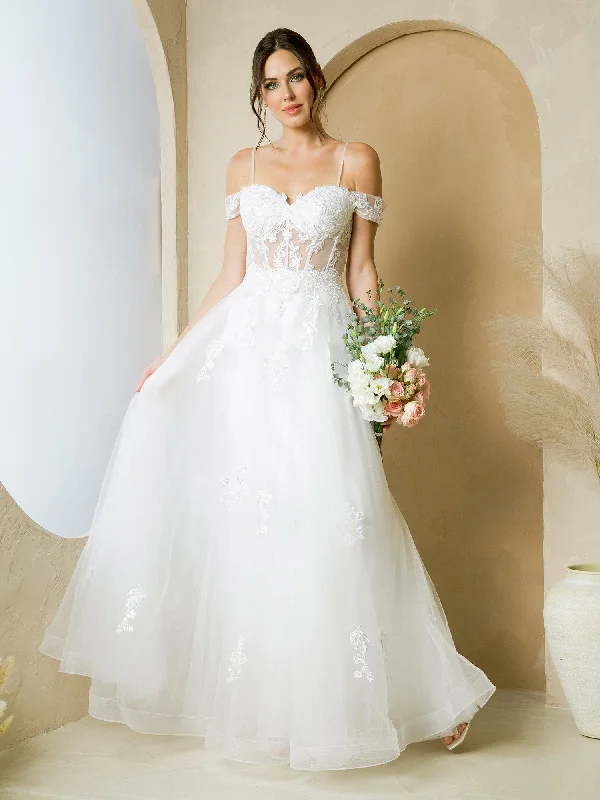 Women’s clothing that combines comfort and style   Eva Fashion 5270 Long Bridal A Line Removable Sleeve Wedding Dress