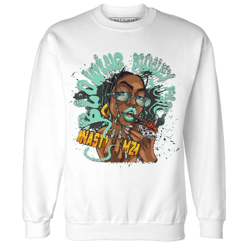 NastyJamz Green Glow 3s Sweatshirt Match Blowing Money Fast Girl