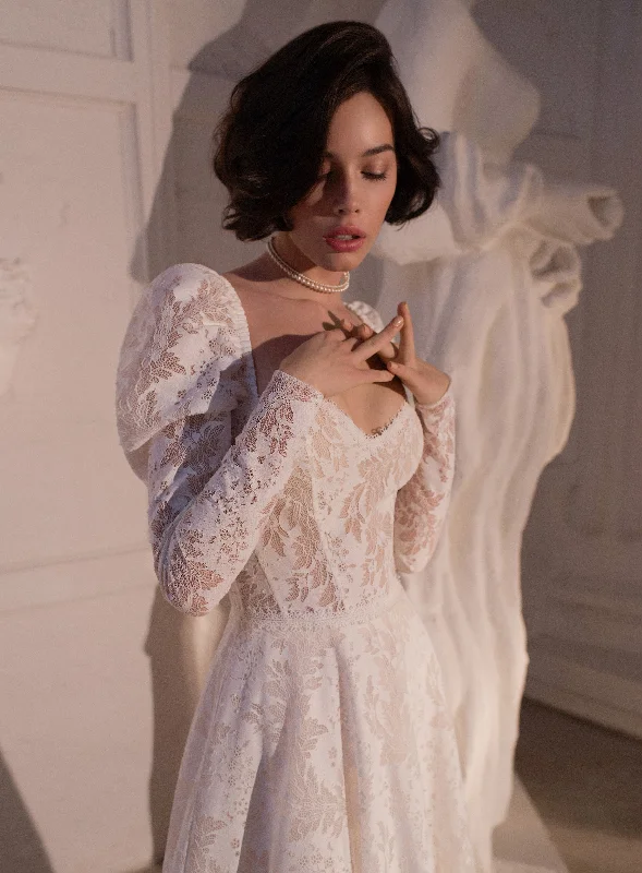 Step up your style with trendy women’s clothing   Long Sleeve Lace A-Line Wedding Dress