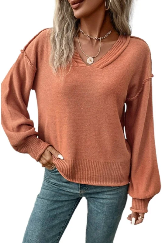 Women’s clothing that fits your personality and style   Adaline Exposed Seam Sweater In Apricot