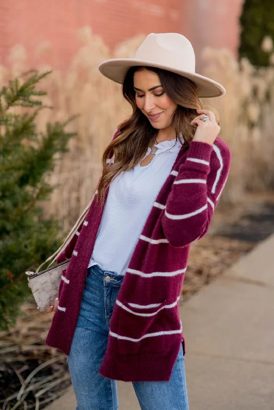 Refresh your closet with chic and comfy styles   Striped Fuzzy Cardigan