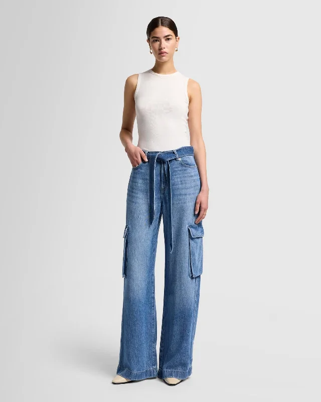 Sleek and sophisticated fashion for modern women   Denim Lustre Cargo Wide Leg in Dream On