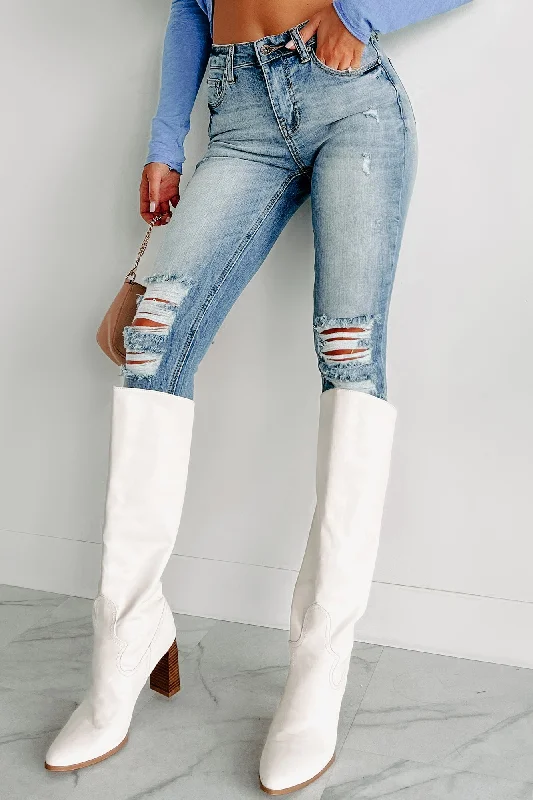 Classic pieces for a timeless wardrobe Just Like Magic Mid-Rise Distressed Skinny Jeans (Medium) Classic pieces for a timeless wardrobe Just Like Magic Mid-Rise Distressed Skinny Jeans (Medium)