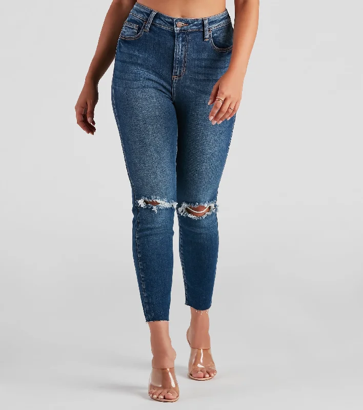 Uncover unique pieces for your perfect wardrobe   Trendy Distressed High-Rise Ankle Jeans