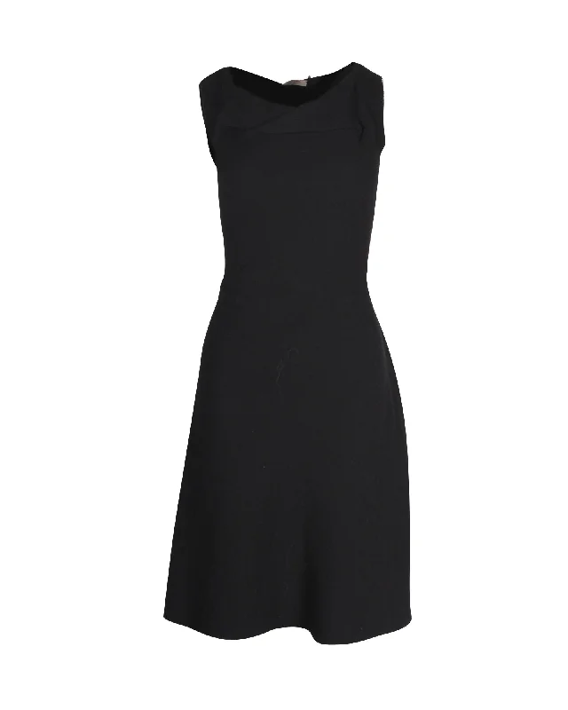 Trendy women’s clothing    Bottega Veneta A-line Sleeveless Dress in Black Virgin Wool