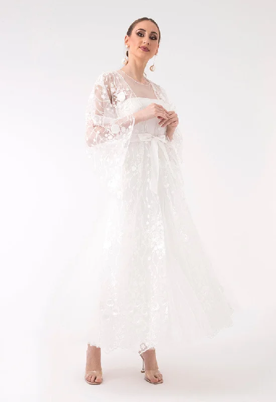 Refresh your closet with chic and comfy styles   Floral Belted Tulle Outerwear