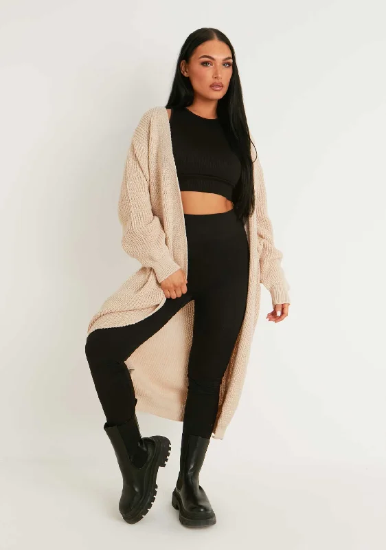 Refresh your wardrobe with stylish women’s outfits   Addie Beige Longline Knit Cardigan