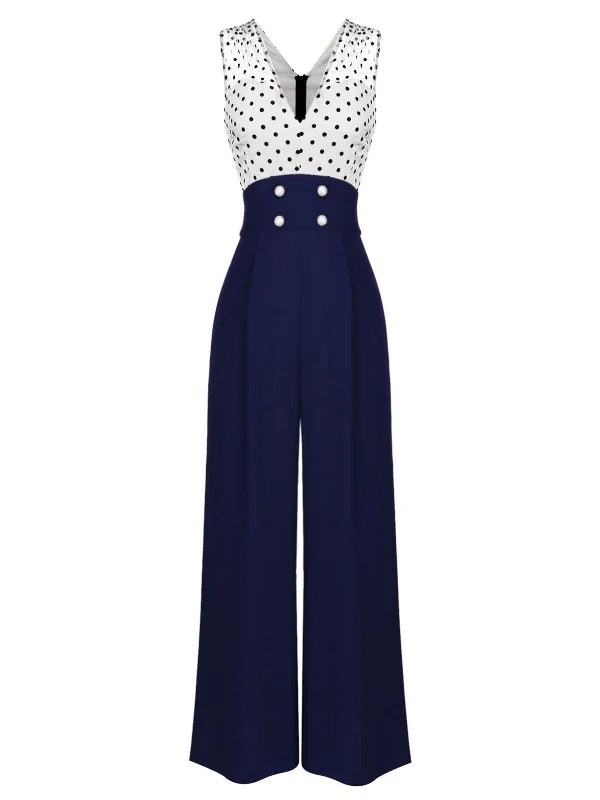 Look and feel your best in our women’s wear   1930s Polka Dot Patchwork Button Jumpsuit