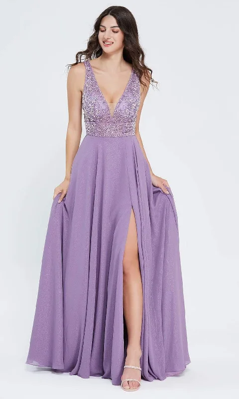 Fashionable women’s clothing that makes you shine   J'Adore Dresses - J20013 Beaded V-Neck Gown with Slit