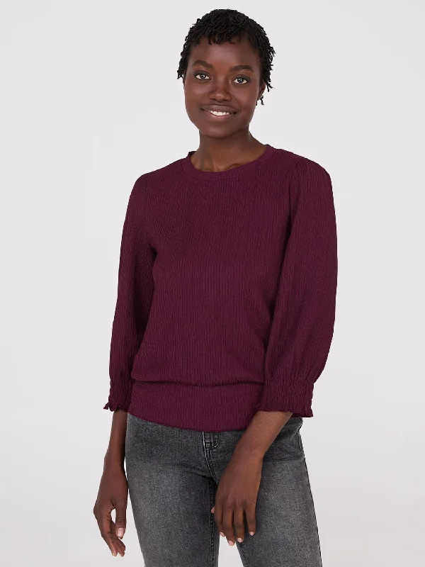 The ultimate destination for women’s clothing   Textured 3/4 Sleeve Round Neck Top